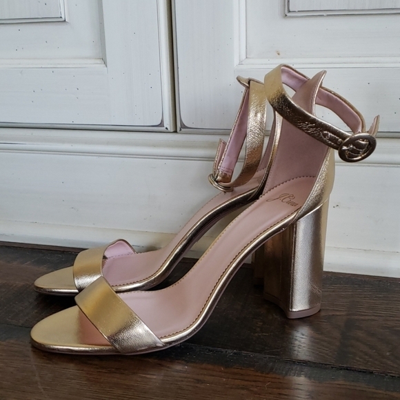 COPY - JCrew Stella heels ankle strap metallic Heels $228 - Picture 1 of 4